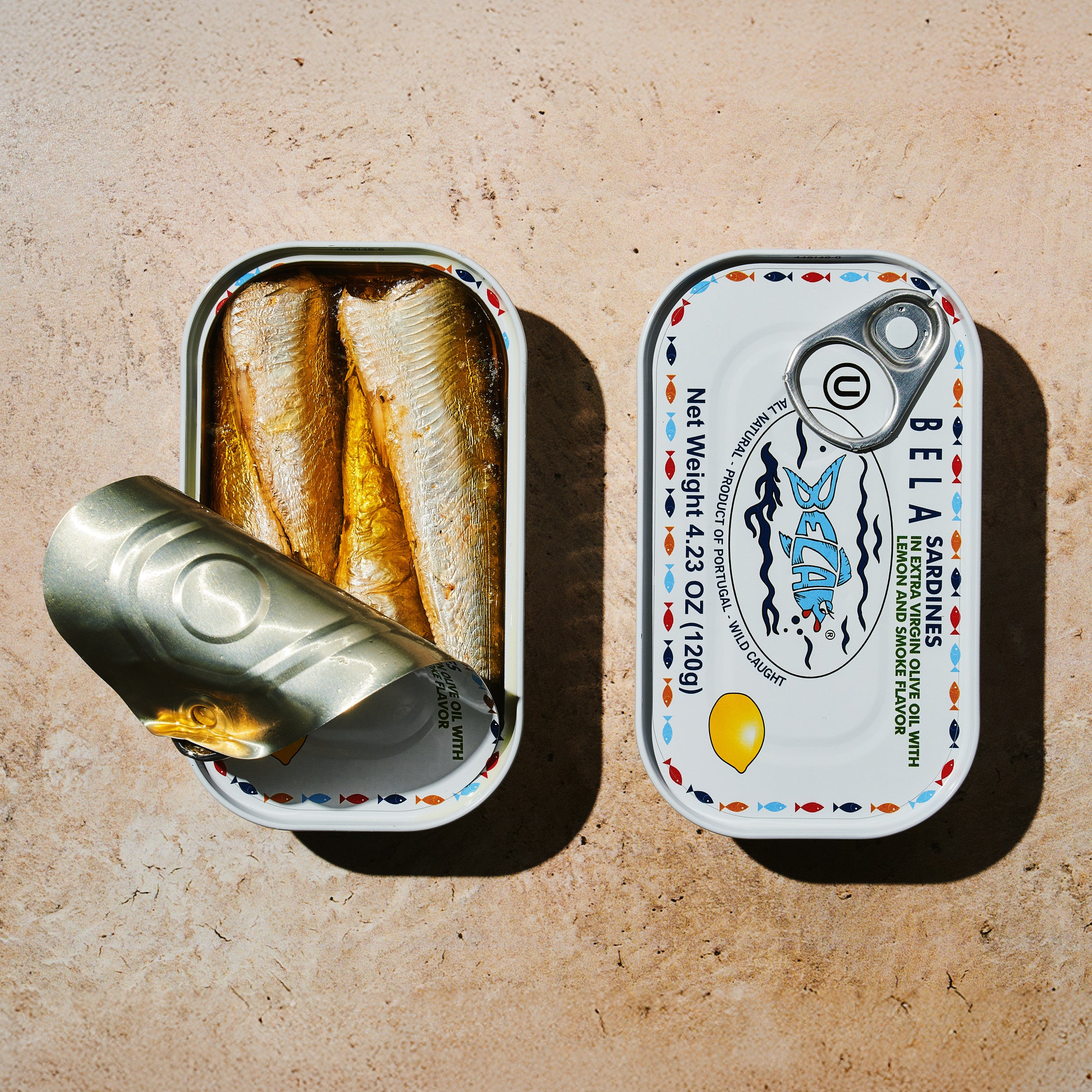 BELA sardines in extra virgin olive oil with lemon and smoke flavor