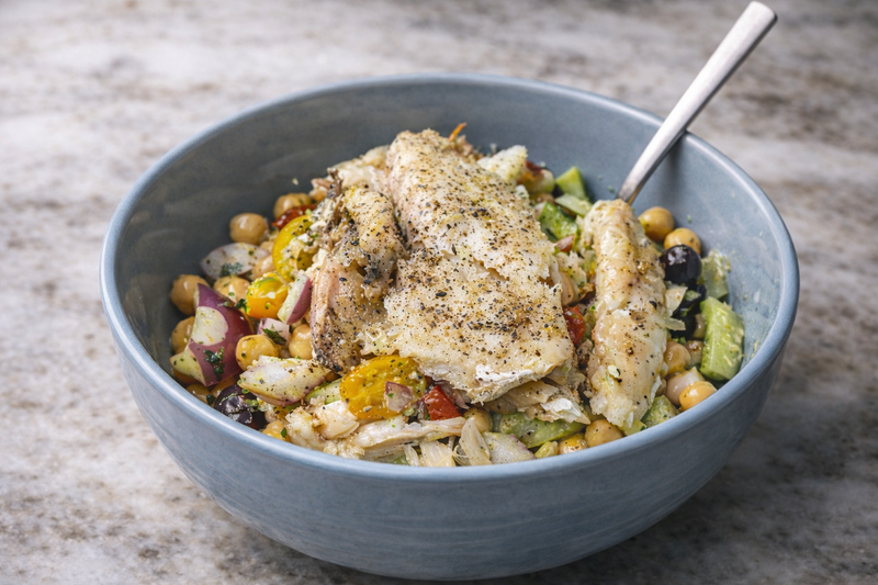 Mediterranean Salad with Cod