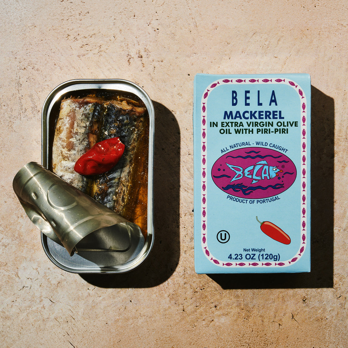 BELA mackerel in extra virgin olive oil with piri-piri