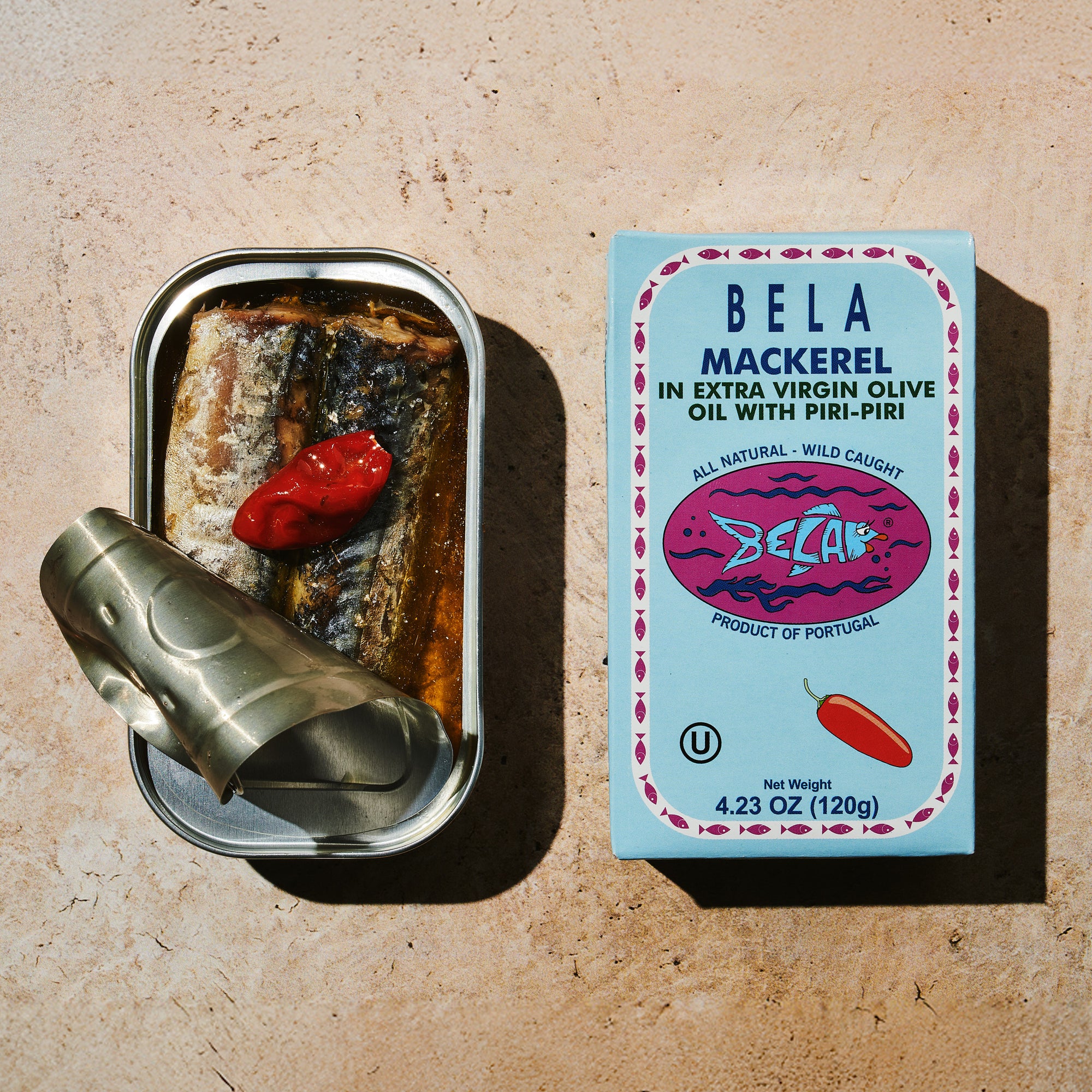 BELA mackerel in extra virgin olive oil with piri-piri
